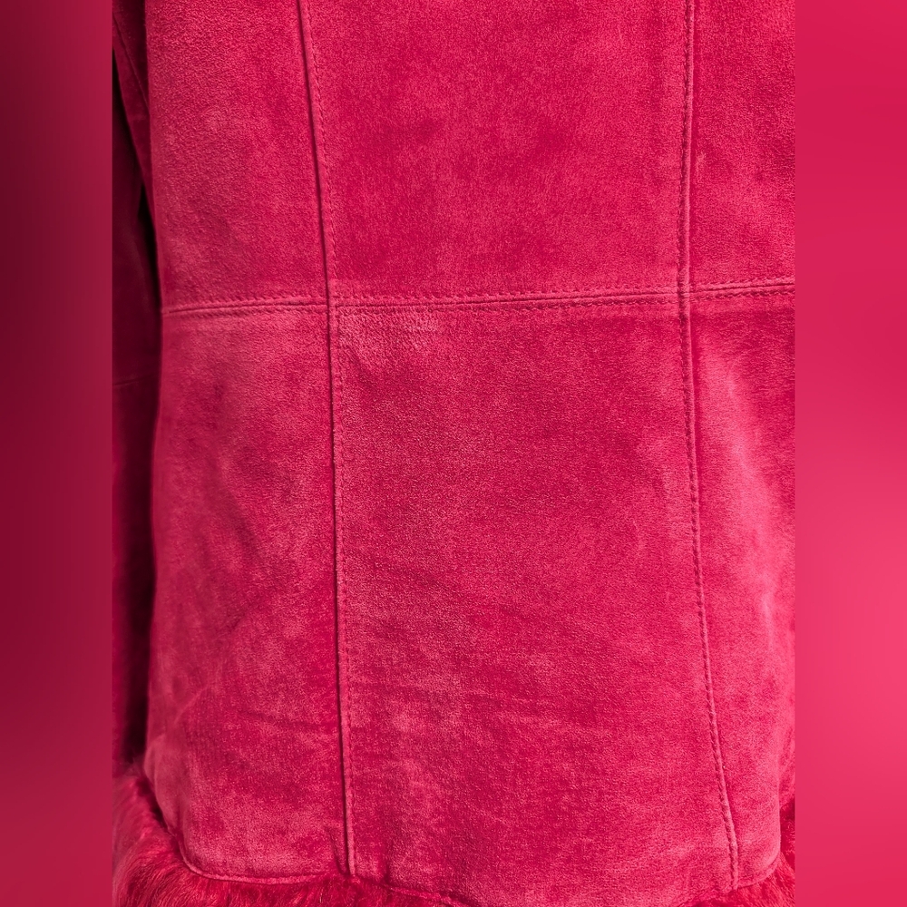 90s Danier Penny Lane Jacket - Pink Suede With Mongolian Wool Trim - Picture 10 of 13